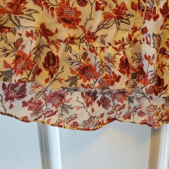 Lucky brand floral pepplin short sleeve high low blouse - Picture 6 of 13